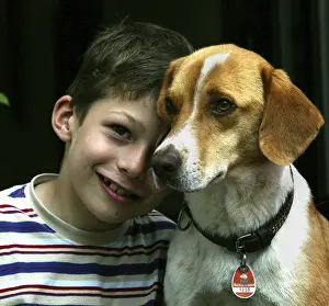 Children, boy with dog, portrait