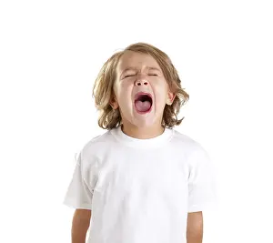 Children kid screaming expression on white background