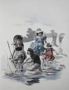 Children play on the beach of the Baltic Sea