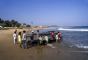 Children playing Rushikonda Beach Bay of Bengal at Visakhapatnam Vizag