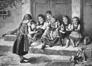 Children Playing on a Staircase