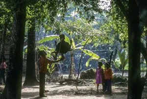 Children playing swing in Kuttanad