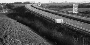 Children, walkers, cyclists crowded the motorway at the Kamen intersection on 9 December 1973
