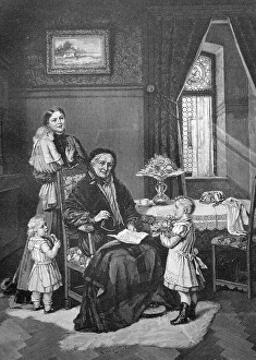 Children wishing their grandmother a happy birthday