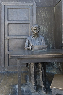 Category Scandinavia Prints: The children's book author Astrid Lindgren in her office at her typewriter