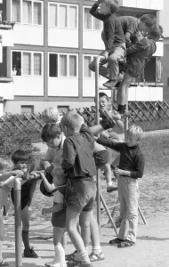 Children's playground in the Dortmund district of Scharnhorst on 4