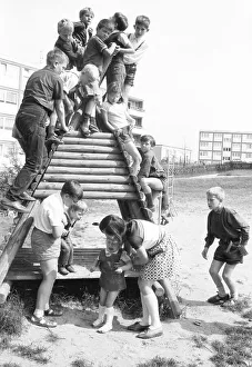 Children's playground in the Dortmund district of Scharnhorst on 4