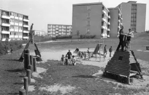 Children's playground in the Dortmund district of Scharnhorst on 4