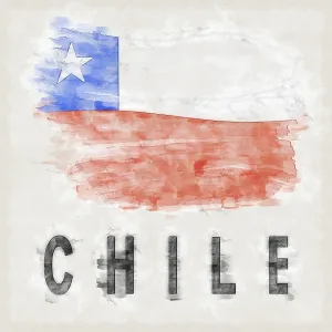 Chile National Colors with Country Name Background