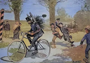 Chimney sweep on a bicycle, Historic