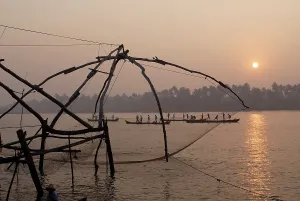 Chinese fishing net on the backwaters of Kodungallur