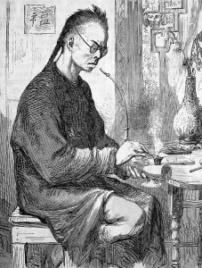 Chinese scholar, historical wood engraving