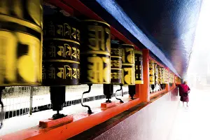 Chorten monastery prayer wheels