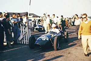 Chris Lawrence. Brands Hatch Elva 100 BMC Formula Junior racing car, Fitzwilliam Racing Team 4 October 1959