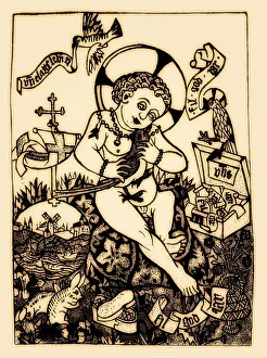 The Christ-child with a bird, New Year Greeting