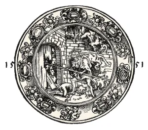 Christ frees souls from hell, German woodcut