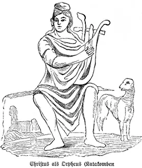 Christ as Orpheus, catacombs, harp