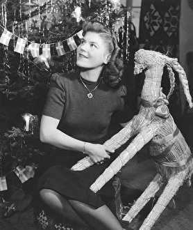 Christmas in the 1940s. The young figure skating Britta Rahlen is celebrating christmas at home in the 1940s