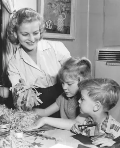 Christmas in the 1950s. Anita Bjoerklund who is chosen to be Stockholms Lucia 1957