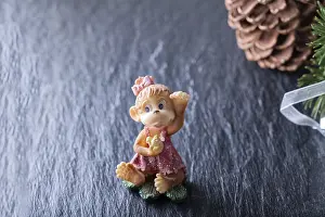 Christmas decoration including toy on black background
