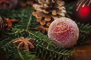 Christmas decoration on wooden table