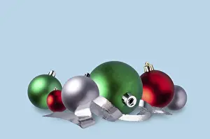 Christmas decorations on a blue background
