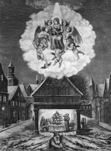 Christmas Eve, historical illustration, circa 1886