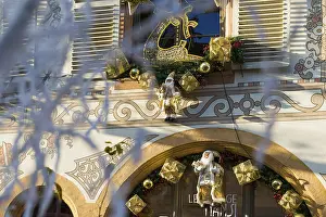 Christmassy decorated half-timbered houses