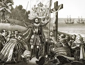 Christopher Columbus landing at San Salvador Island on 12 October 1492