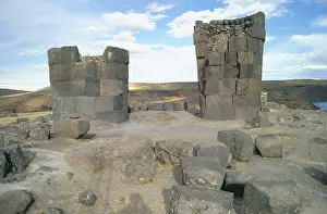 Chullpas of the Sillustani ruins on Lake Umayo near Puno