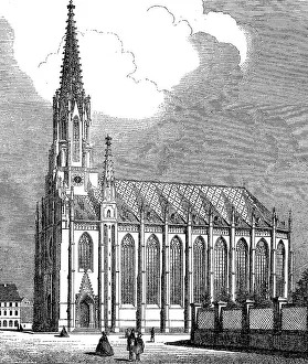 The church Aukirche, woodcut, 1885