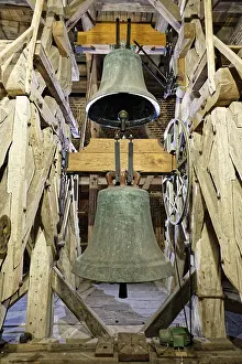 Church bells, clock chimes, wooden belfry