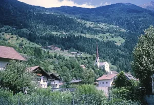 Church and buildings, Oetz, Imst district