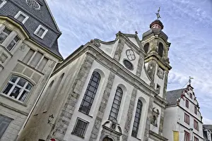 Church, church tower, half-timbered house