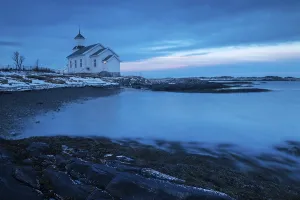 Church on the coast at dusk, Gimsoy