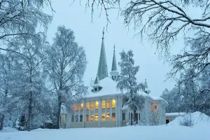 Category Scandinavia Prints: Church of Jokkmokk in the snow