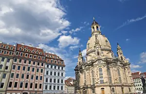 The Church of Our Lady in Dresden with restored old buildings