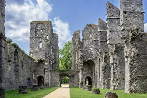 Church ruins at the 13th century Abbaye de Villers