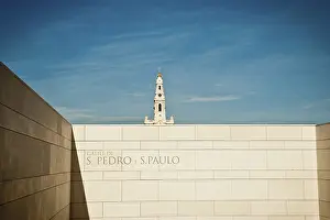 Church tower in Fatima, pilgrimage city, Portugal