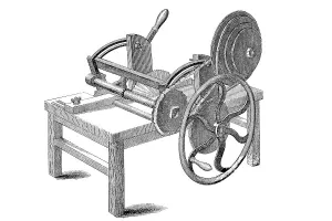Circular saw for manual operation for workshops without water or steam