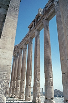 The circumferential columned hall, Bel Temple, Palmyra, Tadmor, Syria, May 1987, vintage, retro, old, historical, Asia