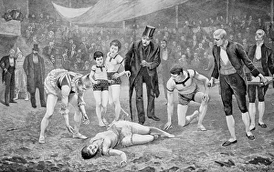 A circus tragedy, An artist has crashed and lies injured on the ground