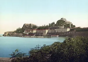 Citadel and harbor in Corfu, Greece