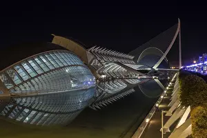 City of Arts and Sciences or Ciudad de las Artes y las Ciencias in Valencia at night