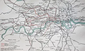 City map, 1892, London Underground and train