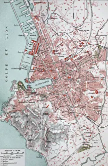 City map, 1892, Marseille, France
