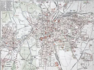 City map of Leipzig, Germany, 1895