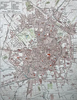 City map of Milan, Italy, 1895