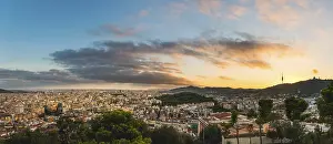 City panorama, city view at sunset