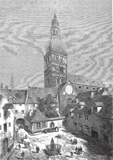 City of Riga, c. 1885, Latvia, the Herder Square and the Old City Hall